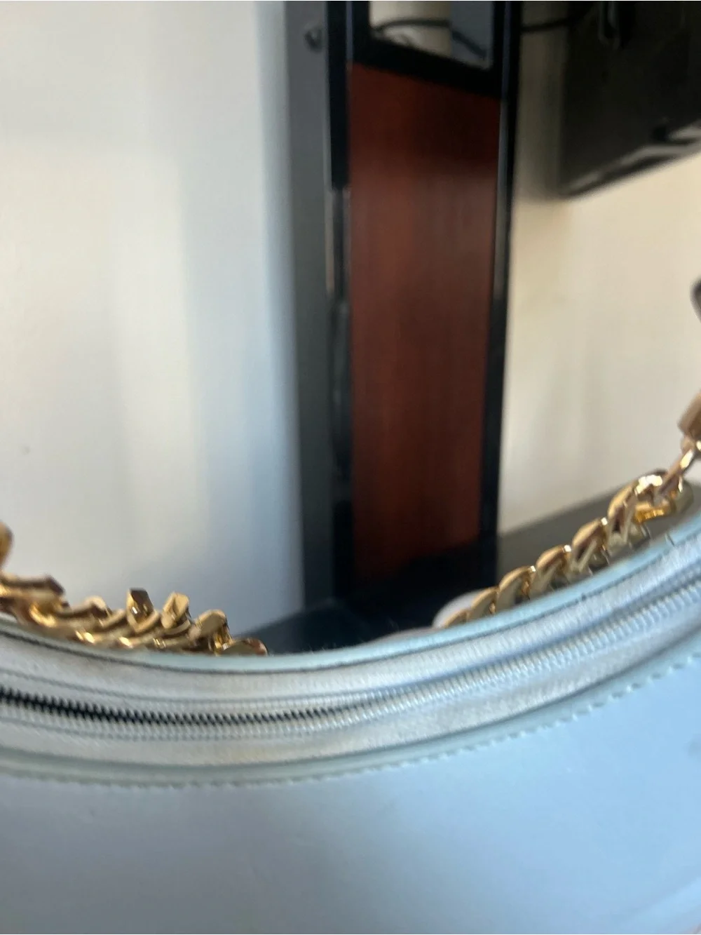 Light Blue Quilted Shoulder Bag with Gold Chain women